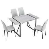 English Elm 5-Piece Dining Table Chairs Set, Rectangular Dining Room Table Set For 4, Modern Dining Table and Faux Leather Chairs For Kitchen Dining Room, Small Space, Gray