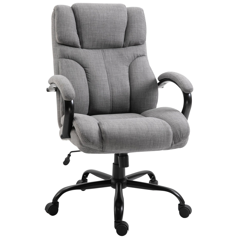 English Elm 500lbs Big and Tall Office Chair with Wide Linen Seat, Ergonomic Support, 500 lb Capacity, Tilt & Swivel, Light Grey W2225140855