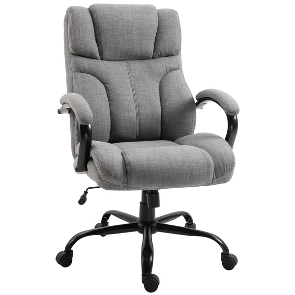 English Elm 500lbs Big and Tall Office Chair with Wide Linen Seat, Ergonomic Support, 500 lb Capacity, Tilt & Swivel, Light Grey W2225140855