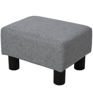 English Elm Ottoman Small Linen Footrest Cube Stool with 24D Foam, Wood Frame & Plastic Legs — Gray, 220lb Capacity W2225140849