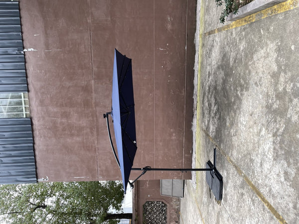 English Elm Square Solar Led Patio Umbrella Upf 40 Polyester Canopy with Crank Lift Wind Vent Navy Blue W656127037