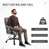 English Elm 500Lbs Big and Tall Office Chair With Wide Seat, Ergonomic Executive Computer Chair With Adjustable Height, Swivel Wheels and Linen Finish, Light Grey