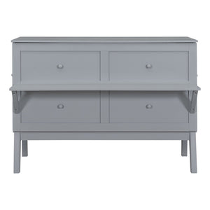 English Elm Queen Murphy Wall Bed with Usb Charging Pine Wood Cabinet for Studio Apartments Gray LP001661AAE