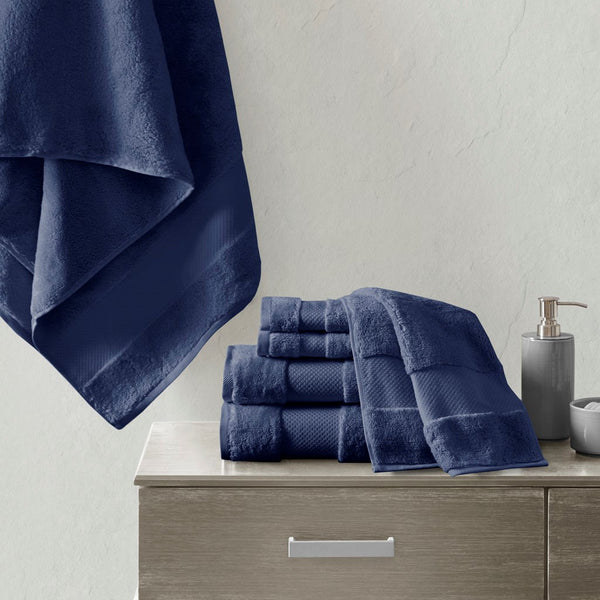 English Elm Cotton Turkish Bath Towel Set 6 Piece - Oversized 600gsm Plush Low-Twist Yarn, Oeko-Tex Luxury Spa Feel Navy 14.96 L x 10.63 W x 9 H B03599354