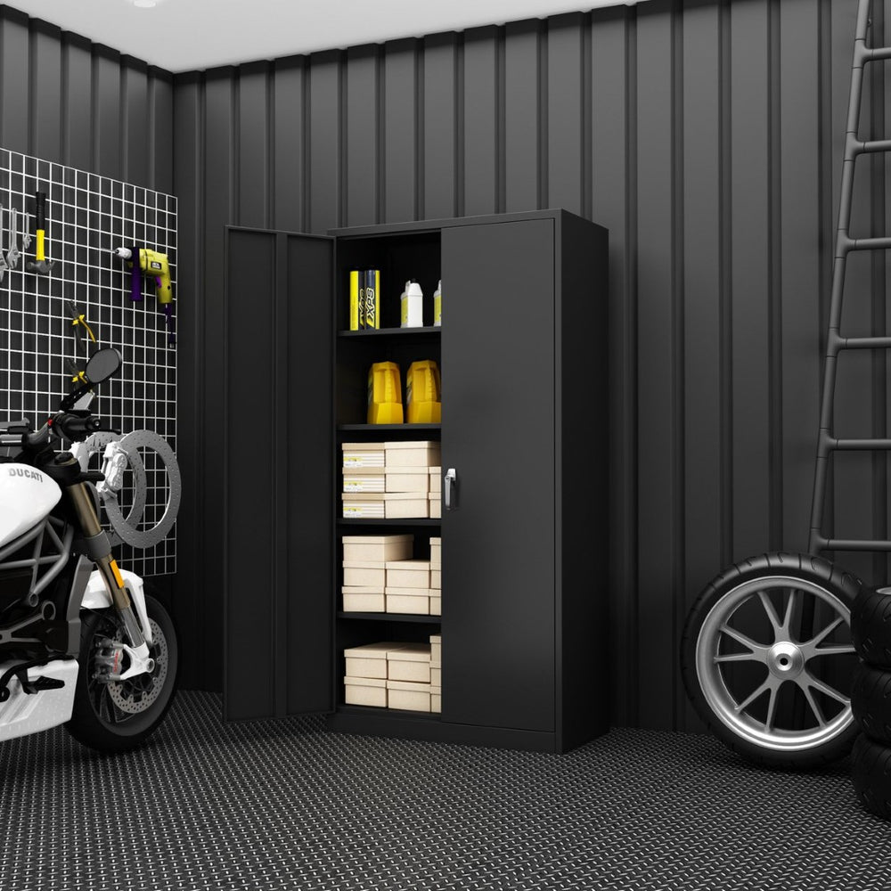 English Elm Steel Locking Storage Cabinet with Adjustable Shelves for Garage and Utility Rooms W1505141144