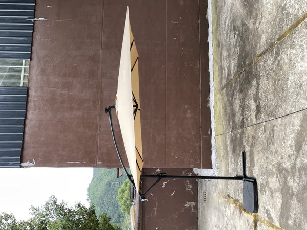 English Elm Square Solar Led Patio Umbrella Upf 40 Polyester Canopy with Crank Lift Wind Vent Tan W656127036