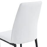 English Elm Modern Dining Chairs Set Of 6, Side Dining Room/Kitchen Chairs, Faux Leather Upholstered Seat and Metal Legs Side Chairs, White