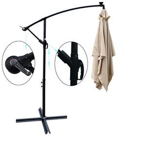 English Elm Rectangle Solar Led Patio Umbrella with Crank Lift Upf 40 Waterproof Garden Shade Tan W656127030