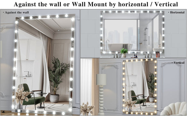 English Elm Hollywood Led Full Body Mirror - Extra Large 72X48 Vanity Mirror With 3 Adjustable Color Modes & Dimmable Lights W708131918