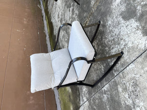 English Elm ROCKER Patio Bistro Chair and Teapoy Set - Ergonomic Metal Rockers, Thick Cushions, Sturdy Build Off White W656127051