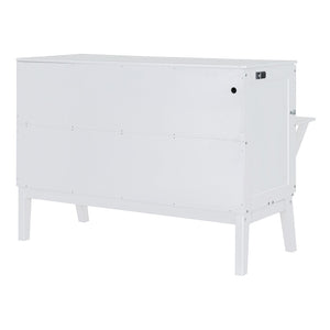English Elm Queen Murphy Wall Bed with Usb Charging Pine Wood Cabinet for Studio Apartments White LP001661AAK