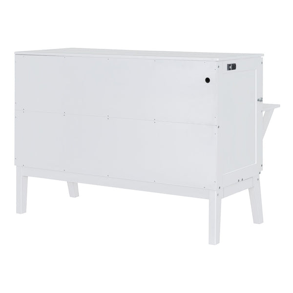 English Elm Queen Murphy Wall Bed with Usb Charging Pine Wood Cabinet for Studio Apartments White LP001661AAK