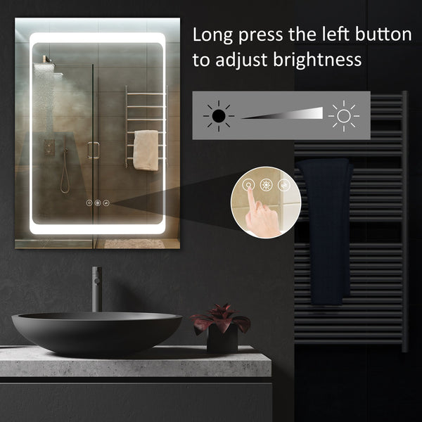 English Elm kleankin Stainless Steel LED Medicine Cabinet Mirror with Dimmer, Dual Temp Light, 3 Shelves, Plug-In Wall-Mount W2225140850