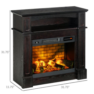 English Elm 32" Electric Fireplace Mantel Brown – Freestanding 700/1400W Heater with LED Log Flame, Shelf, Remote W2225140842
