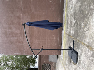 English Elm Square Solar Led Patio Umbrella Upf 40 Polyester Canopy with Crank Lift Wind Vent Navy Blue W656127037