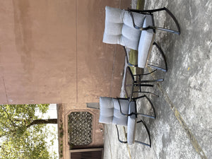 English Elm ROCKER Patio Bistro Chair and Teapoy Set - Ergonomic Metal Rockers, Thick Cushions, Sturdy Build Medium grey W656127052