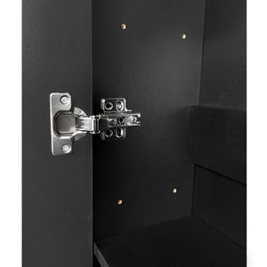 English Elm Black Hall Tree Foyer Cabinet Flip Shoe Storage Tempered Glass Hooks Shelf SD000028AAB