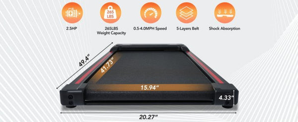 English Elm New Walking Pad Treadmill with Wrist Remote Incline and 265 Lb Capacity for Home Office MS312895AAB