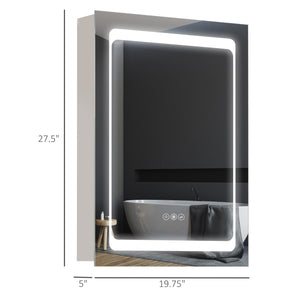 English Elm kleankin Stainless Steel LED Medicine Cabinet Mirror with Dimmer, Dual Temp Light, 3 Shelves, Plug-In Wall-Mount W2225140850