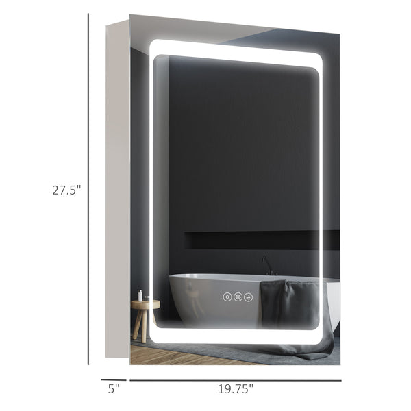 English Elm kleankin Stainless Steel LED Medicine Cabinet Mirror with Dimmer, Dual Temp Light, 3 Shelves, Plug-In Wall-Mount W2225140850