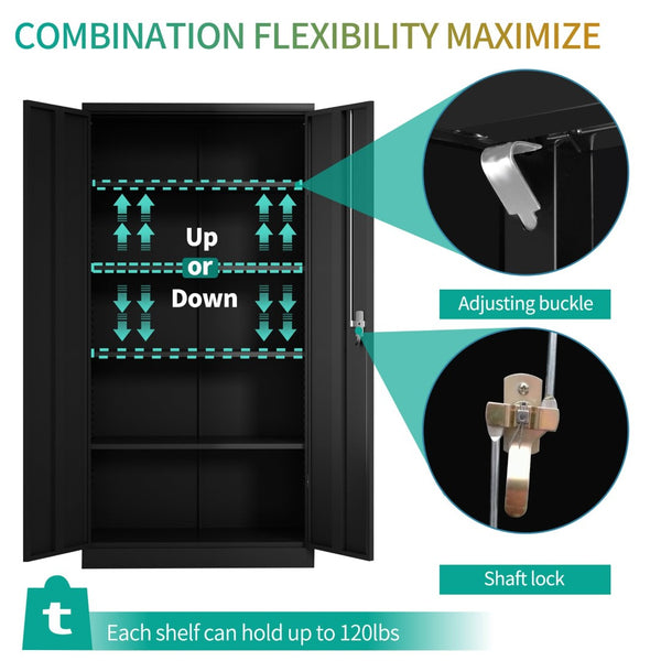 English Elm Steel Locking Storage Cabinet with Adjustable Shelves for Garage and Utility Rooms W1505141144