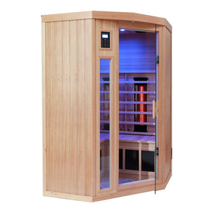 English Elm Hemlock Pentagonal Far-infrared Home Sauna with Carbon Crystal Heating Glass Panels W1787141909