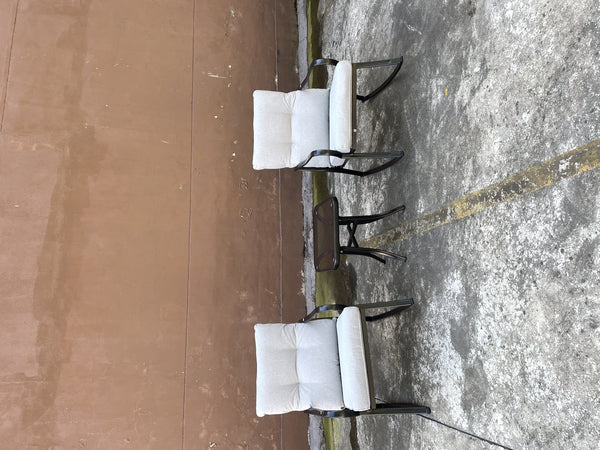 English Elm ROCKER Patio Bistro Chair and Teapoy Set - Ergonomic Metal Rockers, Thick Cushions, Sturdy Build Off White W656127051