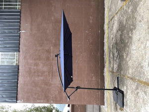 English Elm Square Solar Led Patio Umbrella Upf 40 Polyester Canopy with Crank Lift Wind Vent Navy Blue W656127037