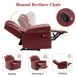 Hearth and Haven Home Theater Seating Manual Recliner Chair with Center Console and Led Light Strip For Living Room, Wind Red WF310727AAJ