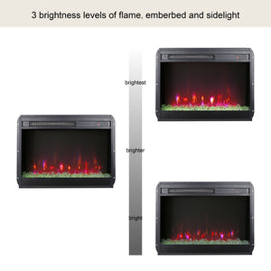 English Elm 23 Inch Slim Electric Fireplace Insert with Crystal Ember Bed Led Flame and Sidelights W1769110507