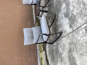 English Elm ROCKER Patio Bistro Chair and Teapoy Set - Ergonomic Metal Rockers, Thick Cushions, Sturdy Build Medium grey W656127052
