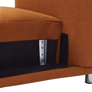 English Elm Accent Chair Plush Cotton-Linen Single Sofa 42"W Cloudlike Seat Rounded Arms Rust Red Cozy Style W542140662