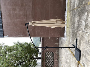 English Elm Square Solar Led Patio Umbrella Upf 40 Polyester Canopy with Crank Lift Wind Vent Tan W656127036