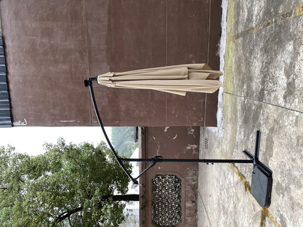 English Elm Square Solar Led Patio Umbrella Upf 40 Polyester Canopy with Crank Lift Wind Vent Tan W656127036