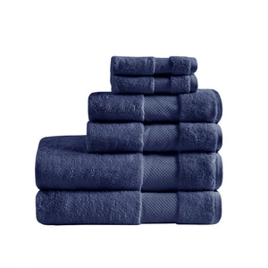 English Elm Cotton Turkish Bath Towel Set 6 Piece - Oversized 600gsm Plush Low-Twist Yarn, Oeko-Tex Luxury Spa Feel Navy 14.96 L x 10.63 W x 9 H B03599354