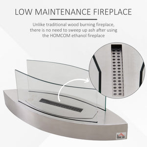 English Elm Ethanol Stainless Steel Tabletop Fireplace 23.5" — Cozy 215 sq ft Heat, 0.15 Gal, 2hr Burn, Silver W2225141202