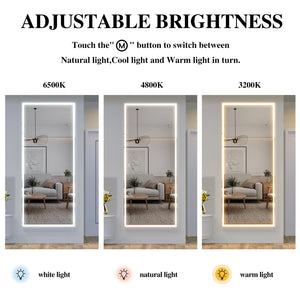English Elm Extra Oversized LED Bathroom Mirror 84x36 with Aluminum Frame, 3-Color Dimmable Lighting, Versatile Mounting W708131919
