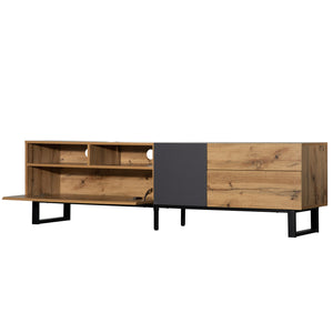 English Elm Modern TV Stand 42" Console for Large TVs, Sturdy 110lb Capacity, Double Storage & Drop Door Design Wood WF303474AAQ