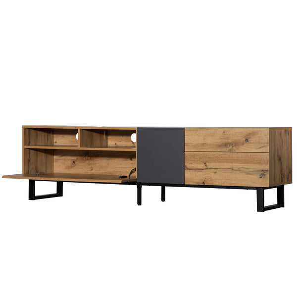 English Elm Modern TV Stand 42" Console for Large TVs, Sturdy 110lb Capacity, Double Storage & Drop Door Design Wood WF303474AAQ
