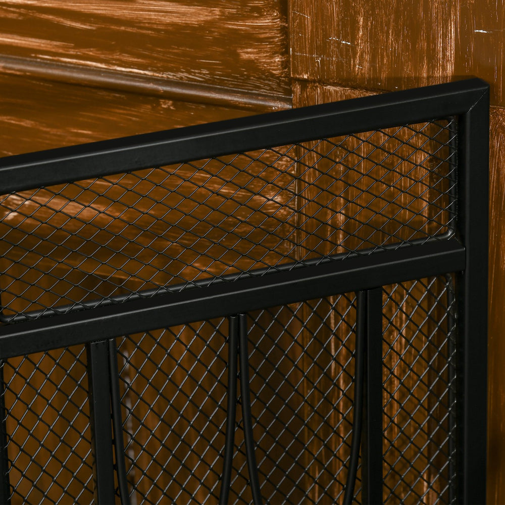 English Elm 3-Panel Folding Fireplace Screen with Heavy-Duty Metal Mesh Spark Guard, Rust-Resistant Black 49.5" W2225141038