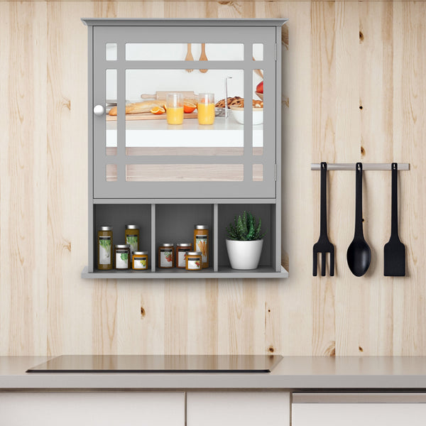 English Elm Kleankin Modern Wall-Mounted Medicine Cabinet With Mirror & Shelves - Space-Saving Gray Storage Solution W2225141049