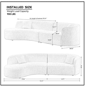 English Elm Luxury Boucle Curved Sectional Sofa with Chaise Cloud Comfort Living Room Seating W876S00101
