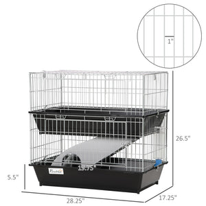 English Elm 2-tier Small Animal Habitat with Ramp Pull-out Trays Dual Access for Ferrets Mice W2225141091