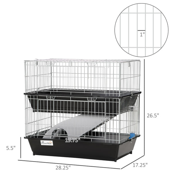 English Elm 2-tier Small Animal Habitat with Ramp Pull-out Trays Dual Access for Ferrets Mice W2225141091