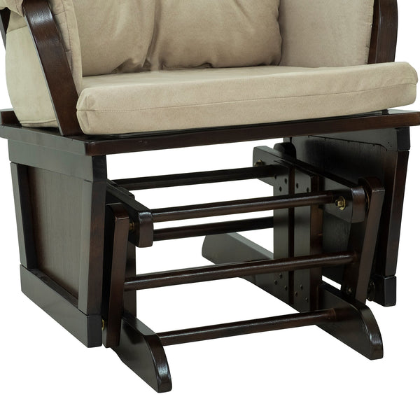 English Elm Nursery Plush Glider Rocking Chair with Ottoman, Overstuffed Linen Cushion, Stable Wood Base, Cream W2225141048