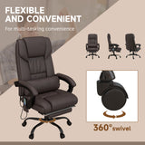 English Elm High Back Vibration Massage Office Chair With 6 Points, Hight Adjustable Computer Desk Chair, Reclining Office Chair With Retractable Footrest and Remote, Brown