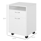 English Elm Mobile Storage Cabinet Organizer With Drawer and Cabinet, Printer Stand With Castors, White