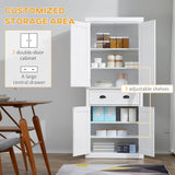 English Elm 72" Freestanding Kitchen Pantry Cabinet, Tall Storage Cabinet With 2 Door Cupboards, 2 Drawers and Adjustable Shelves, White