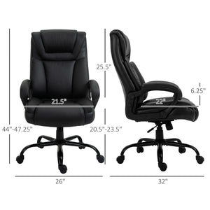 English Elm Big Big and Tall 400lbs Executive Office Chair with Wide Seat, High-Back PU Comfort and Ergonomic Support Black W2225141056
