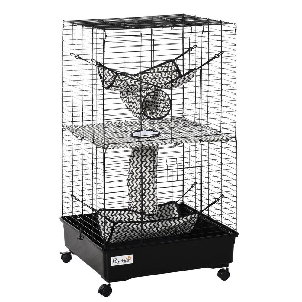 English Elm 42" Multi-level Wire Ferret Enclosure with Hammocks Tunnels and Locking Wheel Base W2225141115